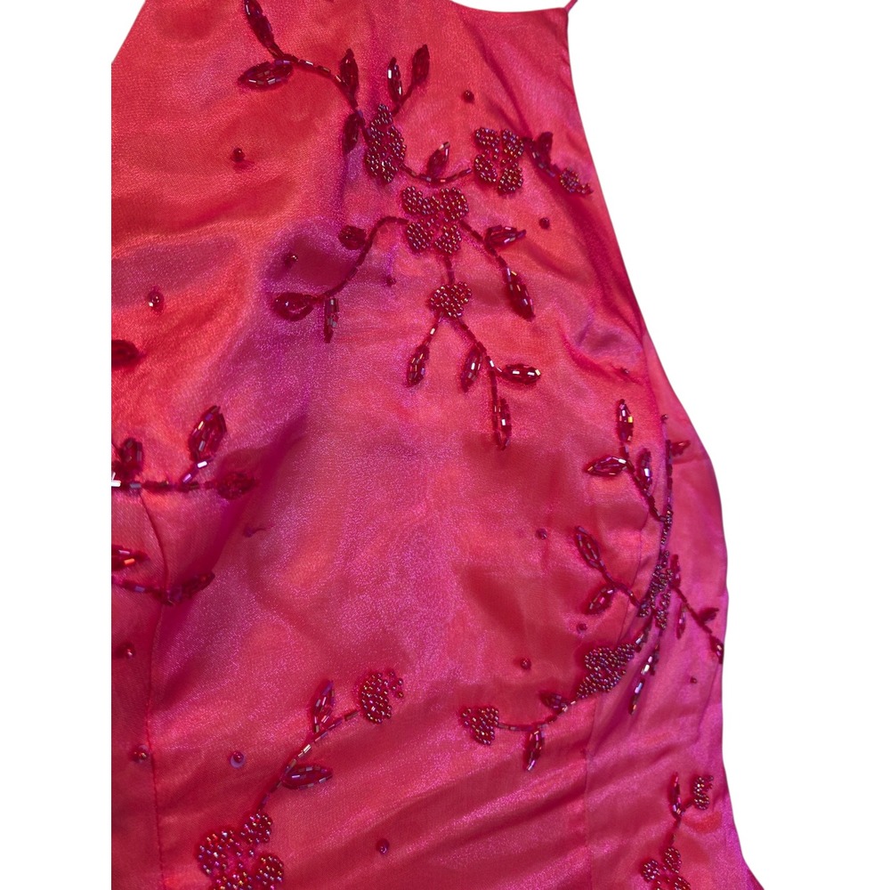 Niki by Niki Livas Formal Gown 6 Pink Orange Womens Beaded Halter Corset Back - Picture 4 of 10